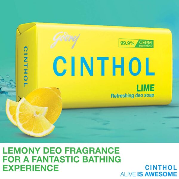 Cinthol Lime Bath Soap - 100g (Pack of 5) - Image 3